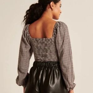 Abercrombie plaid/ gingham square neck top